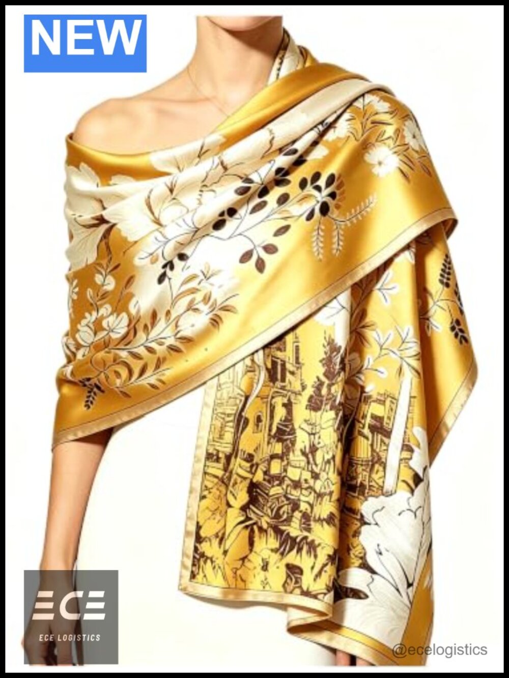 100% Mulberry Silk Oversized Scarf Shawl Wrap Lightweight UPF 25